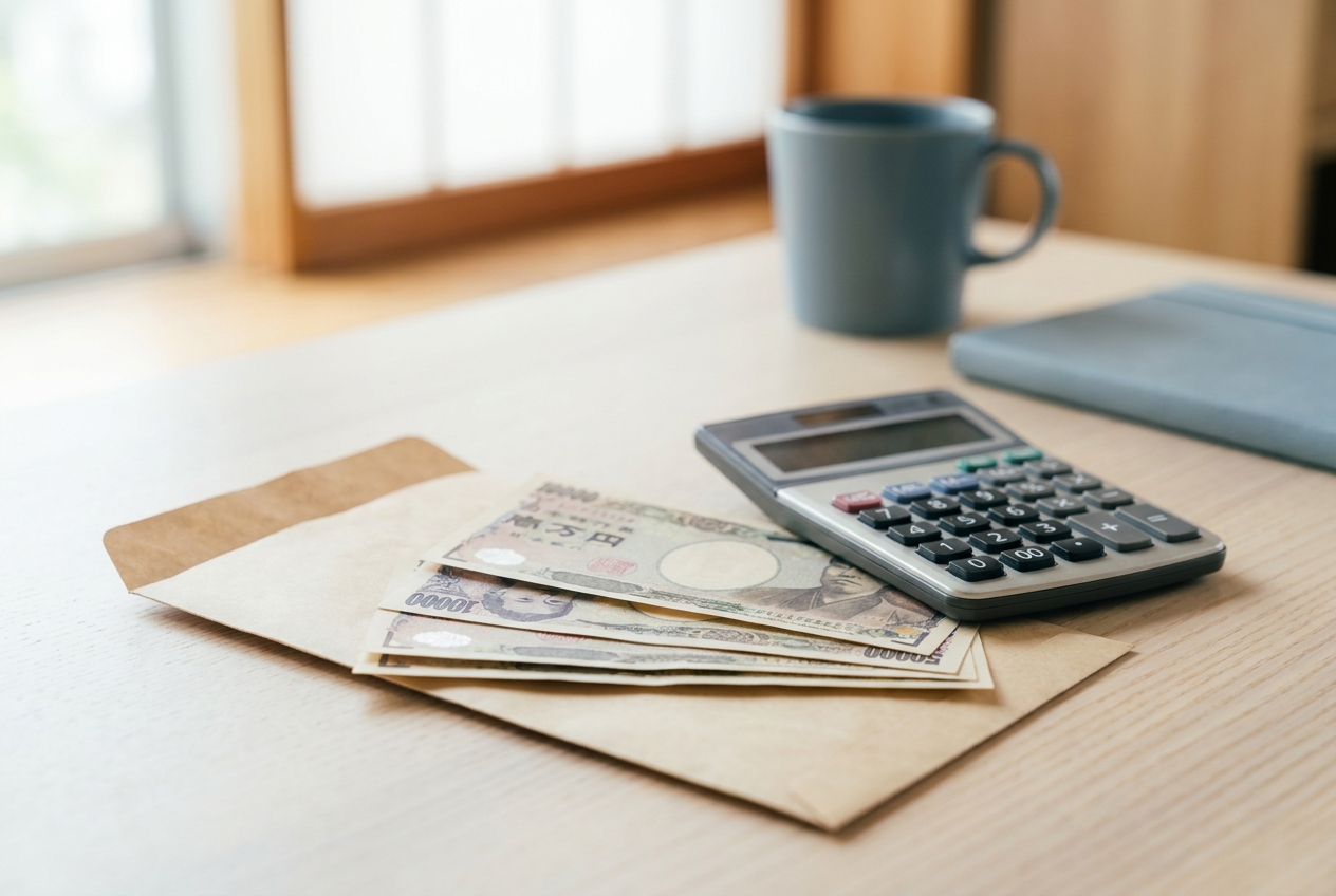 バックレたときの給料を表す給料袋と現金